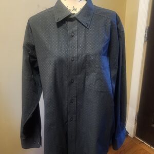 Ariat Men's Dark Blue Patterned Dress Shirt
